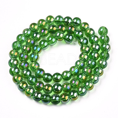 Electroplate Transparent Glass Beads Strands GLAA-T032-T6mm-AB07-1