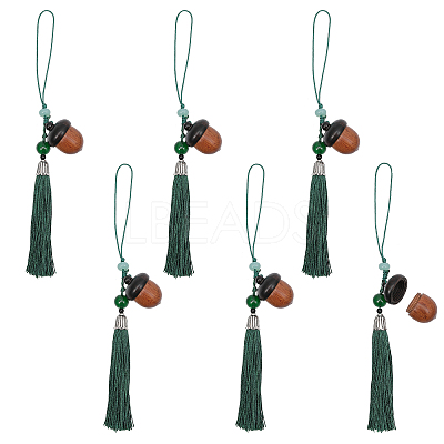 Sandalwood Acorn Pendants Decorations HJEW-WH0039-30-1