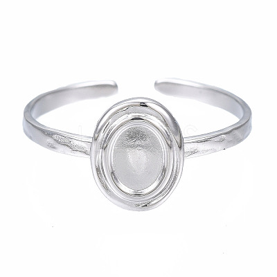 Non-Tarnish 304 Stainless Steel Open Cuff Finger Ring Cabochon Settings LS-STAS-T060-11P-1