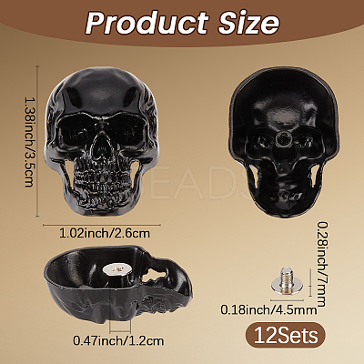 12 Bags Alloy Decorative Rivets BUTT-CL0001-07B-1
