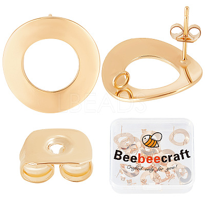 20Pcs Brass Donut Stud Earring Findings KK-BBC0004-87-1
