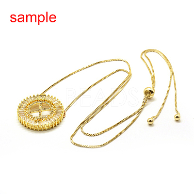 Brass Micro Pave Cubic Zirconia Pendants ZIRC-G092-20RG-1