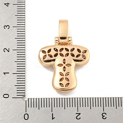 Brass Micro Pave Clear Cubic Zirconia Pendants KK-B099-01G-T-1