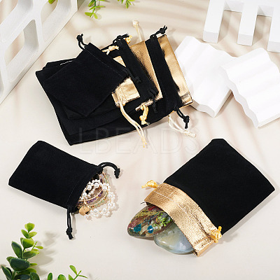 24Pcs 6 Styles Rectangle Velvet Jewelry Drawstring Bags TP-TA0001-08-1