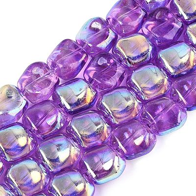 Electroplate Transparent Glass Beads Strands EGLA-N057-02A-09-1