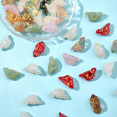 50Pcs Baking Paint and Golden Metal Enlaced Glass Beads DGLA-SC0001-05-1