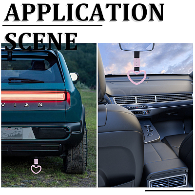2Pcs ABS Plastic Heart Rear Bumper Warning Handle Ring HJEW-SP0001-49A-1