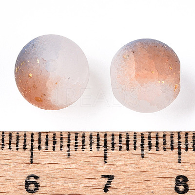 Frosted Baking Paint Crackle Glass Beads with Glitter Powder DGLA-T004-01B-1