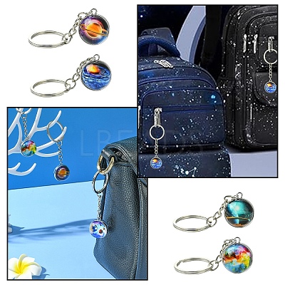 Round Glass Beads Keychain KEYC-YW00066-01-1