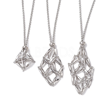 Non-Tarnish 3Pcs 3 Styles 304 Stainless Steel Macrame Pouch Necklace Makings NJEW-JN04901-02-1