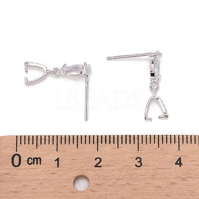Anti-Tarnish Rhodium Plated 925 Sterling Silver Dangle Stud Earing Settings X-STER-K038-008P-1