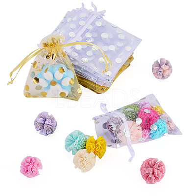 30Pcs 2 Colors Hot Stamping Polka Dot Organza Jewelry Drawstring Bags ABAG-TADJ0001-06A-1