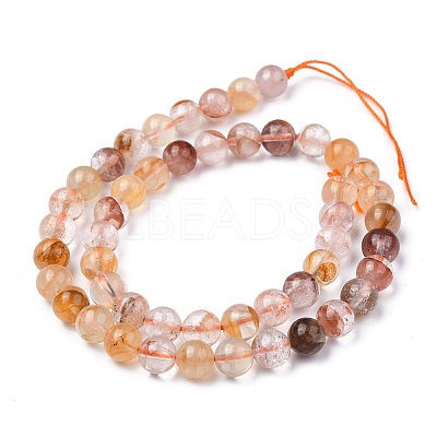 Natural Hematoid Quartz/Ferruginous Quartz Beads Strands G-F673-03-8mm-1