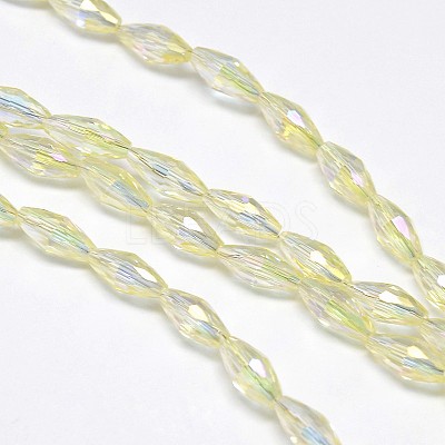 Electroplate Crystal Glass Rice Beads Strands EGLA-F042-A15-1