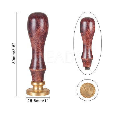 DIY Letter Scrapbook Brass Wax Seal Stamps and Wood Handle AJEW-P068-B06-1
