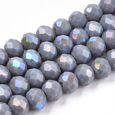 Electroplate Opaque Solid Color Glass Beads Strands EGLA-A034-P8mm-L23-1