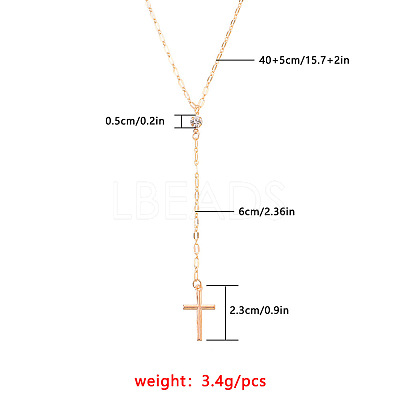 Alloy Crystal Rhinestone Cross Pendant Y Necklaces for Women WGC3C95-01-1