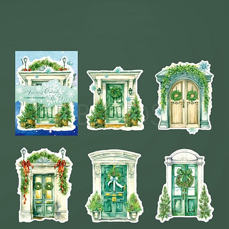 5Pcs Winter Door Paper Decorative Sticker Labels PW-WG59393-03-1