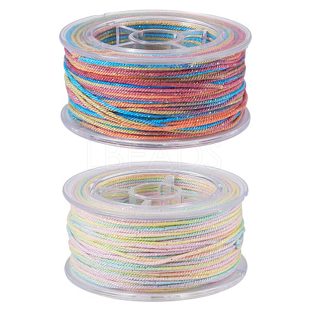 2 Rolls 2 Colors Segment Dyed Round Polyester Twisted Cords OCOR-TA0003-65C-1