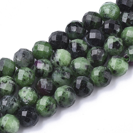 Natural Ruby in Zoisite Beads Strands G-S345-8mm-003-1