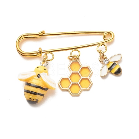 Bee and Honeycomb Enamel Charms Brooch JEWB-BR00068-1