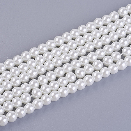 Eco-Friendly Dyed Glass Pearl Round Bead Strands X-HY-A008-6mm-RB001-1