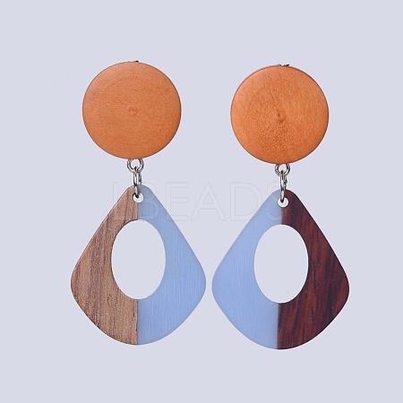 Resin & Wood Dangle Earrings EJEW-JE03028-03-1