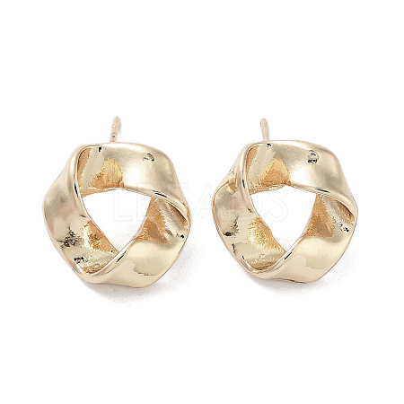 Twist Ring Alloy Studs Earrings for Women EJEW-H309-12KCG-1