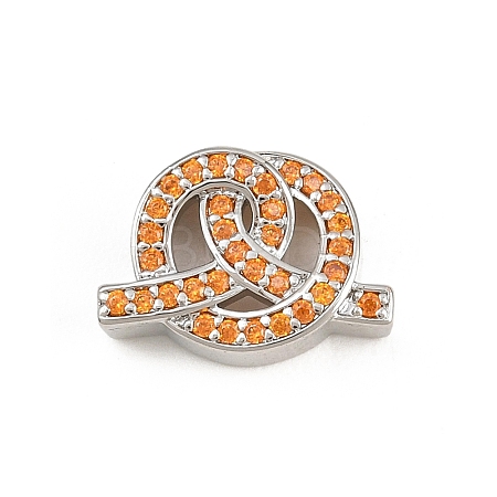 Brass Micro Pave Orange Cubic Zirconia Beads CU-CBAD306-22P-1
