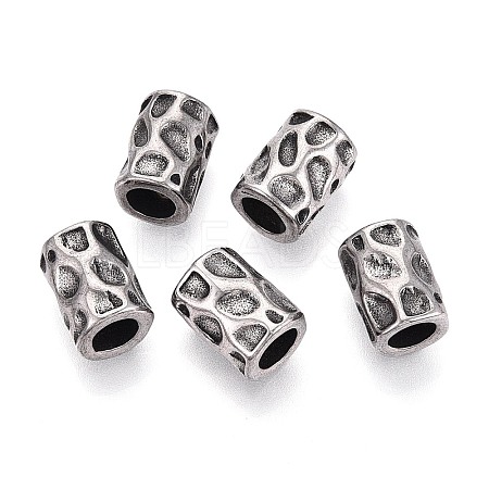 304 Stainless Steel Textured European Style Large Hole Beads STAS-T072-102AS-1