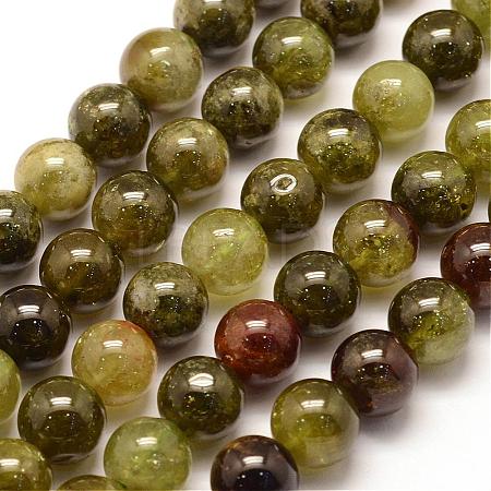 Natural Green Garnet Beads Strands G-G661-9mm-1