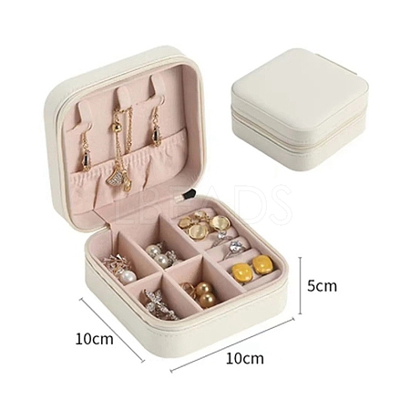 Imitation Leather Jewelry Storage Zipper Boxes PW-WG57671-02-1