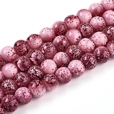 Transparent Baking Paint Glass Beads Strands DGLA-N009-8mm-03-1