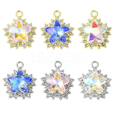 6Pcs 6 Colors Rack Plating Alloy with Rhinestone Pendants FIND-FS0002-54-1