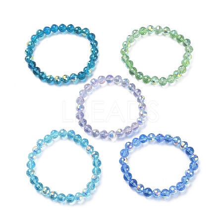 Sparkling Glass Round Beaded Stretch Bracelets for Women BJEW-JB09424-1