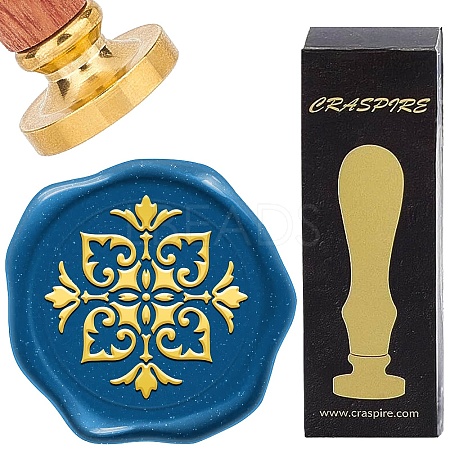 Brass Wax Seal Stamp with Rosewood Handle AJEW-WH0412-0288-1