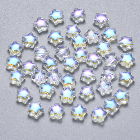 Transparent Spray Painted Glass Beads GLAA-R211-04-G03-1
