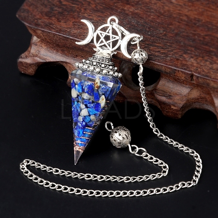 Natural Lapis Lazuli Chip & Resin Orgonite Dowsing Pendulum Big Pendants PW-WG36861-03-1