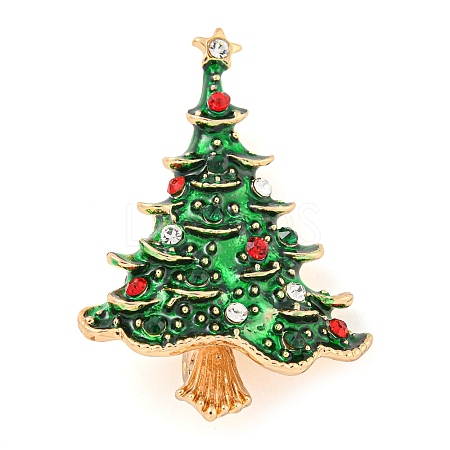 Christmas Tree Theme Zinc Alloy with Rhinestone Brooches JEWB-B018-02G-01-1