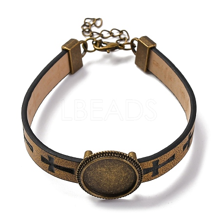 Hollow Cross PU Leather Bracelet Making MAK-I020-01F-1