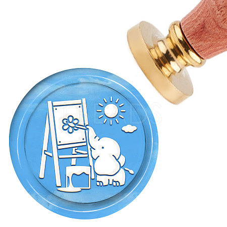 Brass Wax Seal Stamp with Handle AJEW-WH0184-0276-1