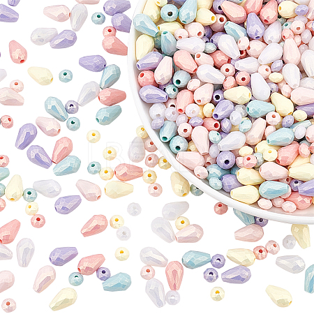 960Pcs 12 Style Spray Painted Acrylic Beads MACR-NB0001-20-1