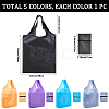 5Pcs 5 Colors Reusable Polyester Supermarket Shopping Tote Bags ABAG-CN0001-49-2