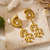 Alloy & Imitation Pearl Shell Shape with Coral Stud Earrings for Women WG4E17D-01-3