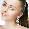 ANATTASOUL 1 Pair ABS Plastic Imitation Pearl Beaded Leafy Branch Dangle Stud Earrings EJEW-AN0001-51-5