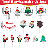 24Pcs 12 Styles Christmas Plastic Cake Toppers AJEW-SC0003-53A-2