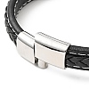 Cowhide Braided Flat Cord Bracelet with 304 Stainless Steel Magnetic Clasps BJEW-H552-01P-01-3