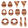  12Pcs 6 Styles Wenge Wood & Sandalwood & White Ash Pendants WOOD-TA0001-94-2