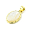 Rack Plating Brass Pave Natural Shell Pendants KK-A204-01A-02G-2