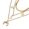Moon & Star Charms Triple Layer Necklace NJEW-C036-06G-1